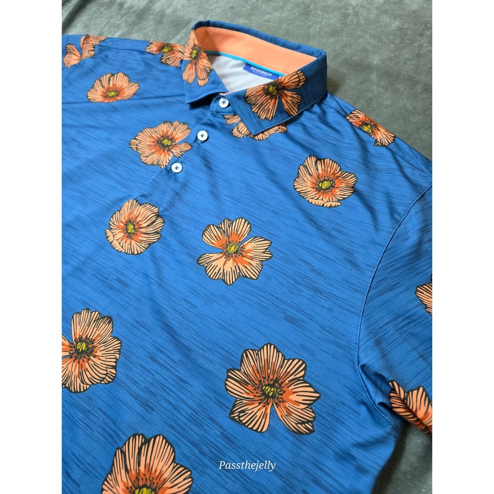 Devereux Shirt Mens Extra Large Tour‎ Floral All Over Print Golf Polo Lylac